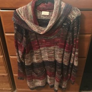 Open knit cowl neck sweater great for leggings!